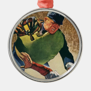 Vintager Baseballspieler, Umpire Silbernes Ornament