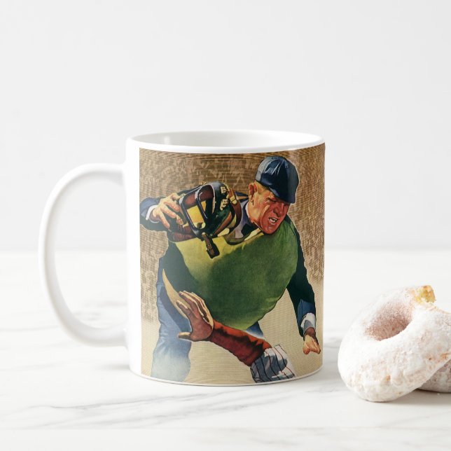 Vintager Baseballspieler, Umpire Tasse (Mit Donut)