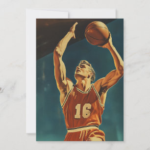 Vintager Basketball-Aktionsshot Einladung