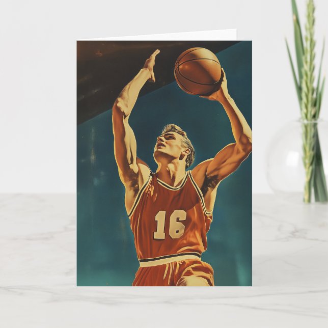 Vintager Basketball-Aktionsshot Einladung (Vorderseite)