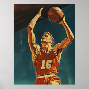Vintager Basketball-Aktionsshot Poster
