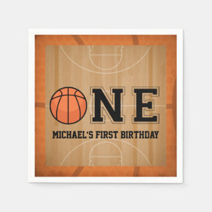 Vintager Basketball erster Geburtstag Serviette