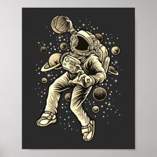 Vintager Basketball im Weltraum Poster