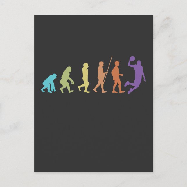 Vintager Basketball Player Evolution Ball Sportfan Postkarte (Vorderseite)