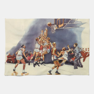 Vintager Basketball, Spieler im Spiel Geschirrtuch