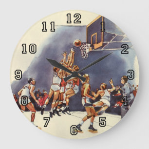 Vintager Basketball, Spieler im Spiel Große Wanduhr