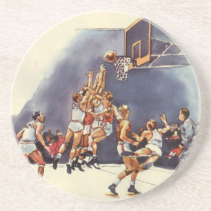Vintager Basketball, Spieler im Spiel Sandstein Untersetzer