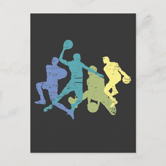 Vintager Basketball-Spieler Tricks Ball Sport Love Postkarte (Vorderseite)