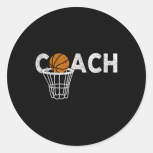 Vintager Basketballtrainer Basketball Basketball C Runder Aufkleber
