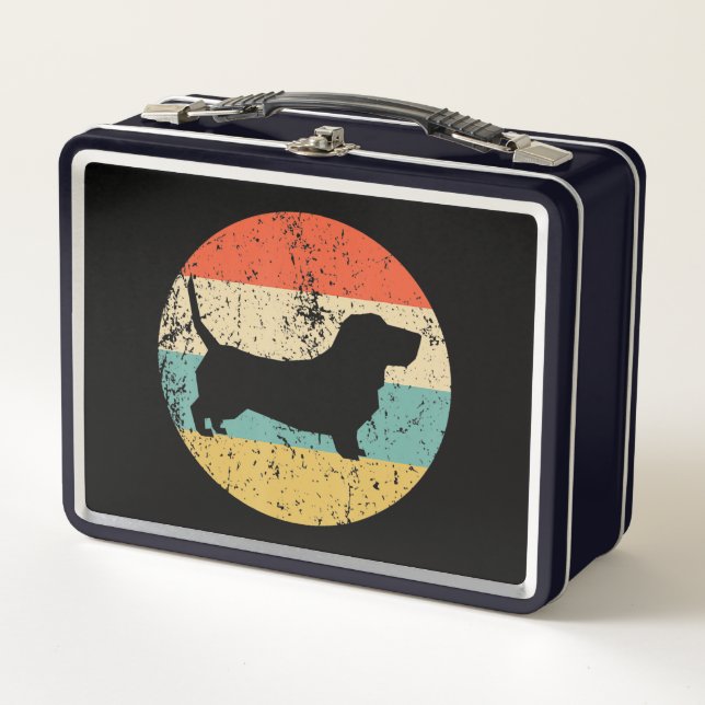 Vintager Basset-Hund Metall Brotdose (Vorderseite)