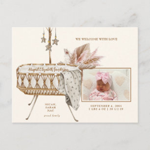 Vintager Bassinet Pampas Foto Geburtserklärung Postkarte