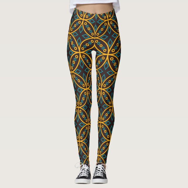 Vintager Batik-Stil auf Braun. Leggings (Vorderseite)