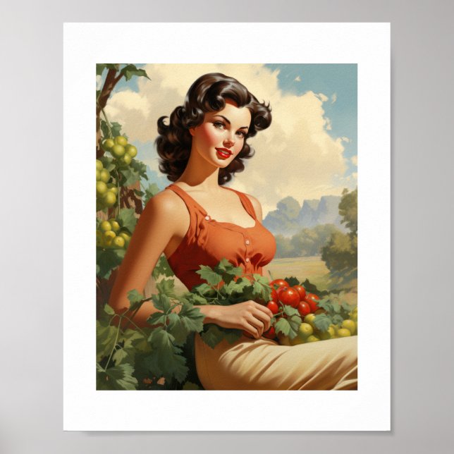 Vintager Bauer Pinup Girl Poster (Vorne)