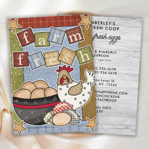 Vintager Bauernhof Frische Eier Hühnerhennen Ei Visitenkarte