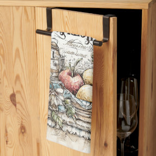 Vintager Bauernhof Muster für frische Früchte und  Geschirrtuch