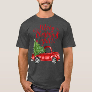 Vintager Bauernhof Roter LKW Frohe Weihnachtszeit T-Shirt