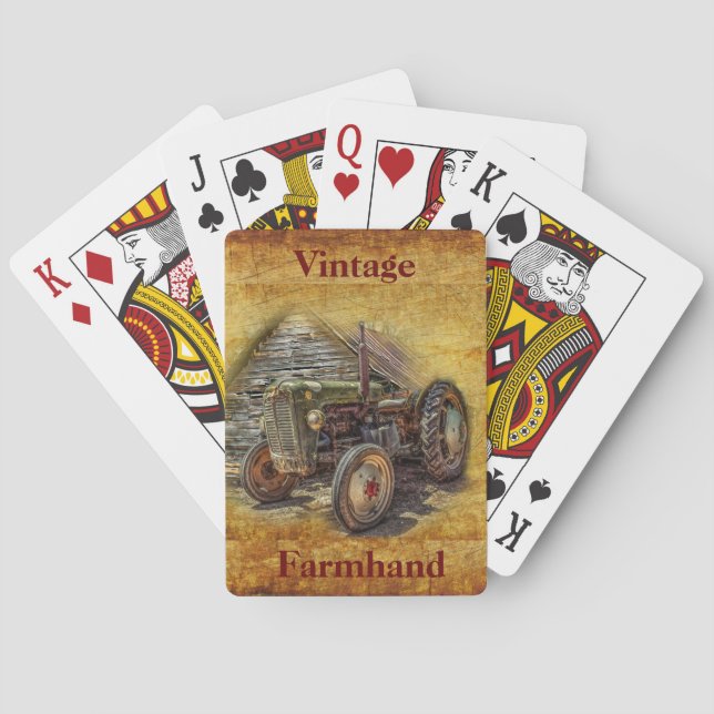 Vintager Bauernhof Traktor Alte Scheune Schale Spielkarten (Rückseite)