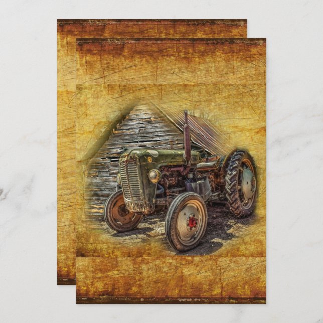 Vintager Bauerntraktor Karte (Vorne/Hinten)