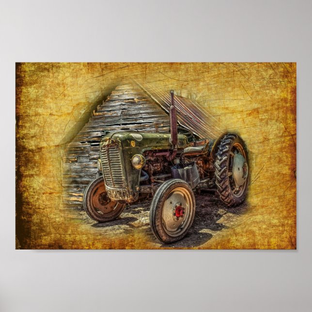 Vintager Bauerntraktor Poster (Vorne)