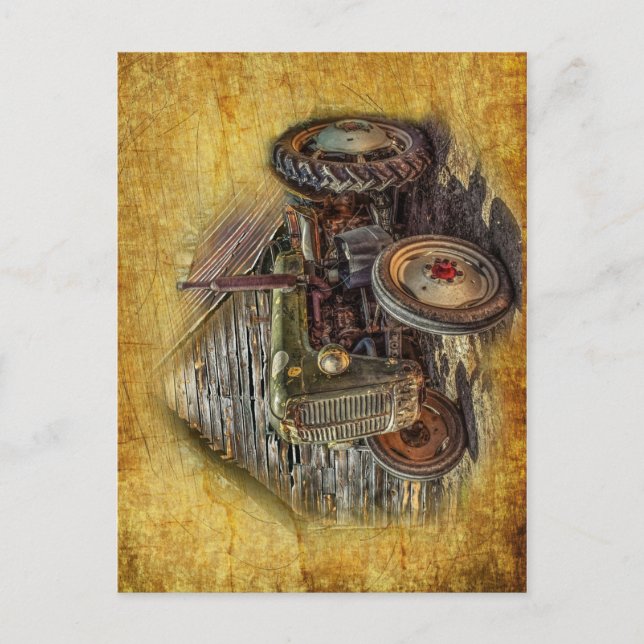 Vintager Bauerntraktor Postkarte (Vorderseite)
