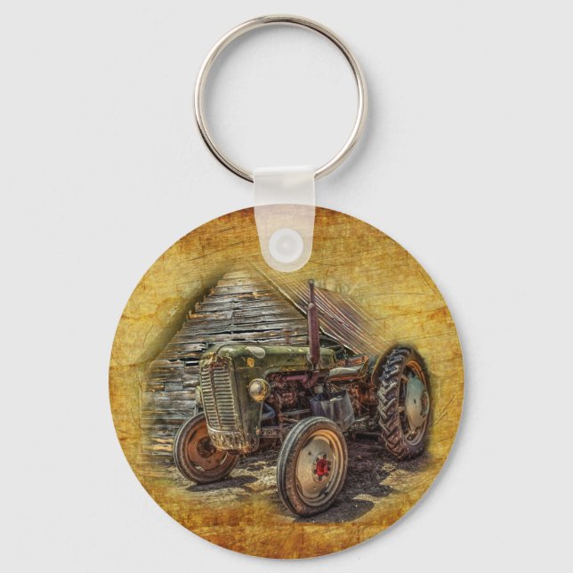 Vintager Bauerntraktor Schlüsselanhänger (Vorderseite)