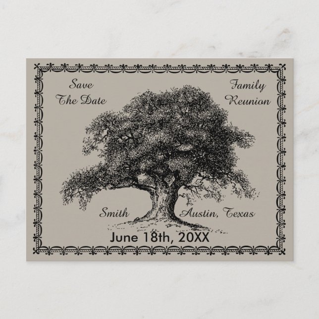 Vintager Baum Outdoor Rustic Family Wiedersehen Ankündigungspostkarte (Vorderseite)