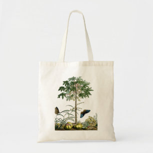 Vintager Baum und Schmetterlinge der Papaya Tragetasche