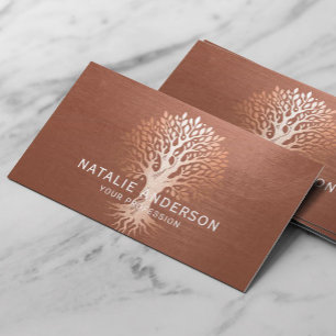 Vintager Bäume Copper Life Coach Yoga Wellness WEL Visitenkarte