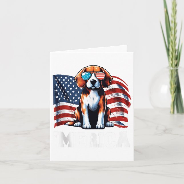 Vintager Beagle Merica Sungles Patriotic American  Karte (Vorderseite)