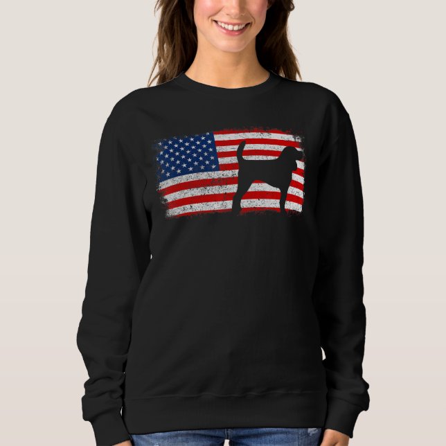 Vintager Beagle Patriotische Amerikanische Flagge Sweatshirt (Vorderseite)