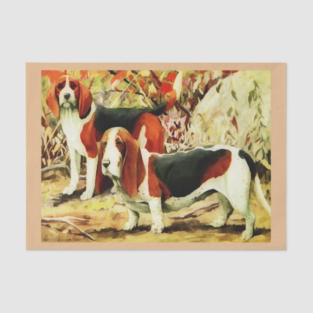 Vintager Beagle und Waschbecken Seidenpapier (Vorderseite)