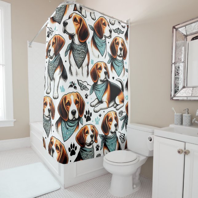 Vintager Beagle Welpe nahtlos Duschvorhang (Beispiel)