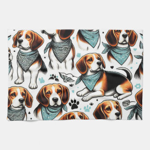 Vintager Beagle Welpe nahtlos Geschirrtuch