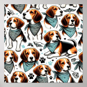 Vintager Beagle Welpe nahtlos Poster