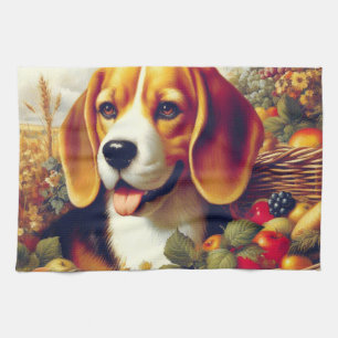 Vintager Beagle Welpenmalerei Geschirrtuch