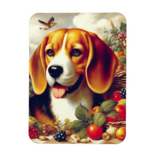 Vintager Beagle Welpenmalerei Magnet