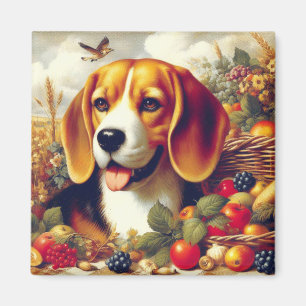 Vintager Beagle Welpenmalerei Magnet