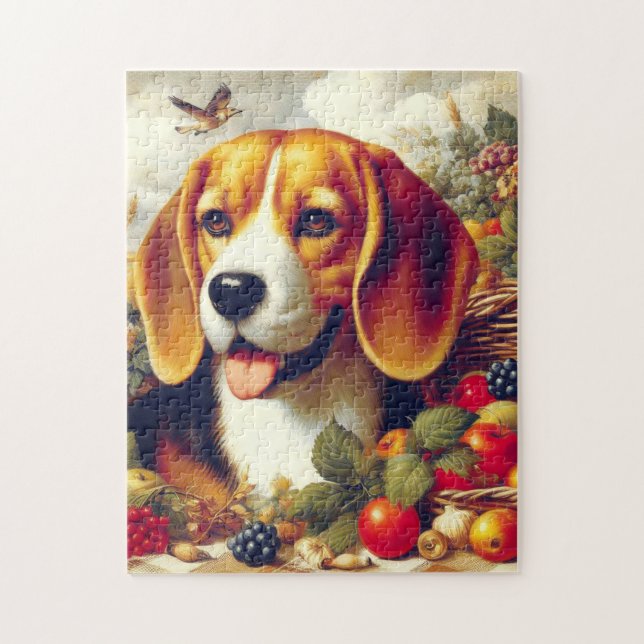 Vintager Beagle Welpenmalerei Puzzle (Vertikal)