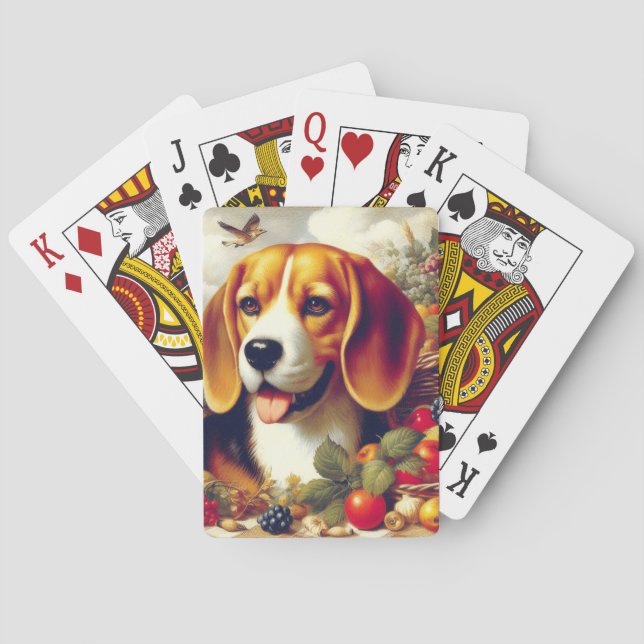 Vintager Beagle Welpenmalerei Spielkarten (Rückseite)