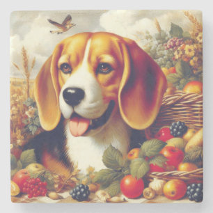 Vintager Beagle Welpenmalerei Steinuntersetzer