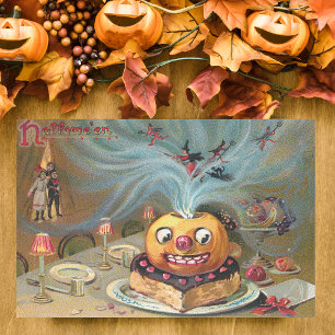 Vintager Beängstigender Jack-O-Laterne mit Hexen u Seidenpapier