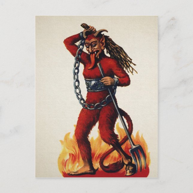 Vintager Beängstigender Krampus Postkarte (Vorderseite)