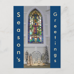 Vintager beflecktes Glasfensteru. Feiertagspostkarte
