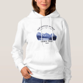 Vintager Berg Sonnenuntergang Außensee Retreat bla Hoodie