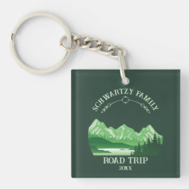 Vintager Berg Sonnenuntergang Außensee Retreat Grü Schlüsselanhänger