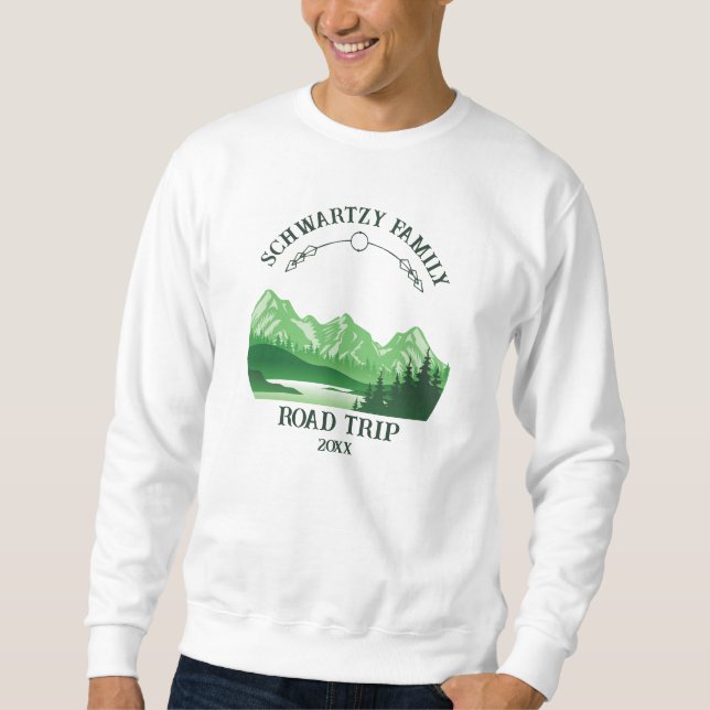 Vintager Berg Sonnenuntergang Außensee Retreat Grü Sweatshirt (Vorderseite)