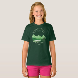 Vintager Berg Sonnenuntergang Außensee Retreat Grü T-Shirt