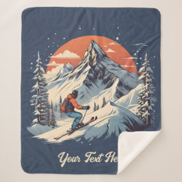 Vintager Bergpin Skifahren orange Sonnenuntergang Sherpadecke