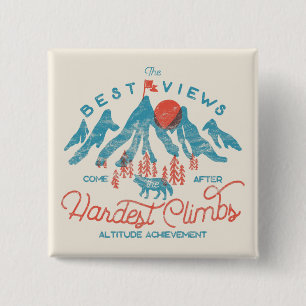 Vintager BergWolf Klettern Wandern im Freien Button