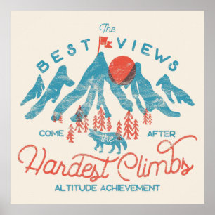 Vintager BergWolf Klettern Wandern im Freien Poster